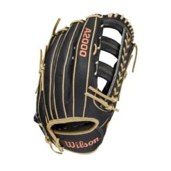 Best Sale 😀 2021 Wilson A2000 1800 12.75" SuperSkin Outfield ⚾ Baseball Glove Black/Black/Blonde ❤️